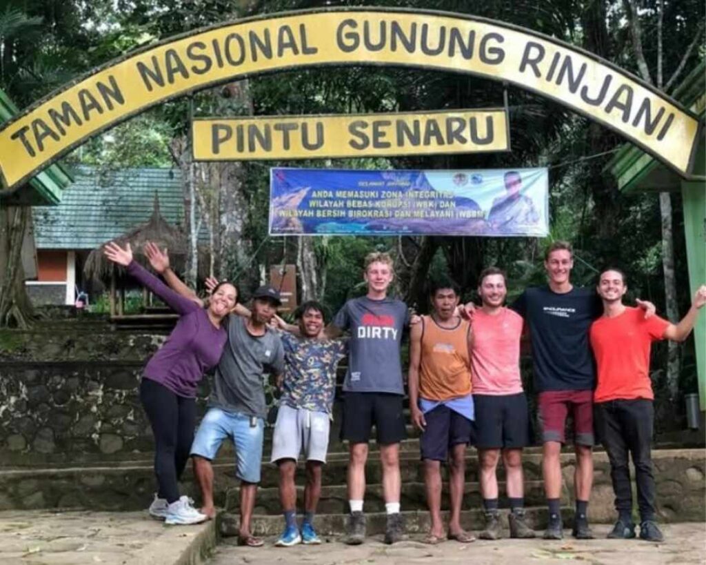 Mount Rinjani Senaru Route trekking trail through tropical rainforest in Lombok Indonesia