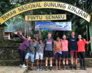 Mount Rinjani Senaru Route trekking trail through tropical rainforest in Lombok Indonesia