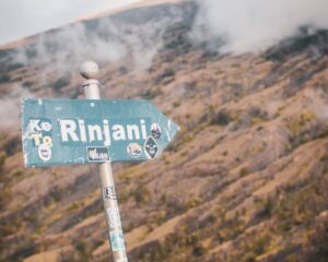 Mount Rinjani standing at 3,726 meters above sea level with sunrise views above Lombok Island